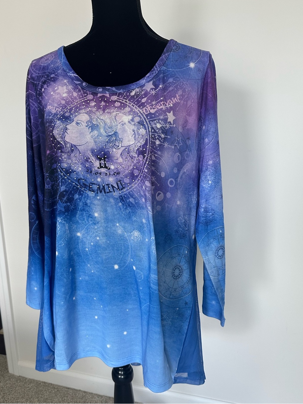 Women’s One World Gemini Zodiac 3/4 Sleeve Shirt - Picture 3 of 6